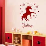 Wand Tattoo Einhorn mit Name