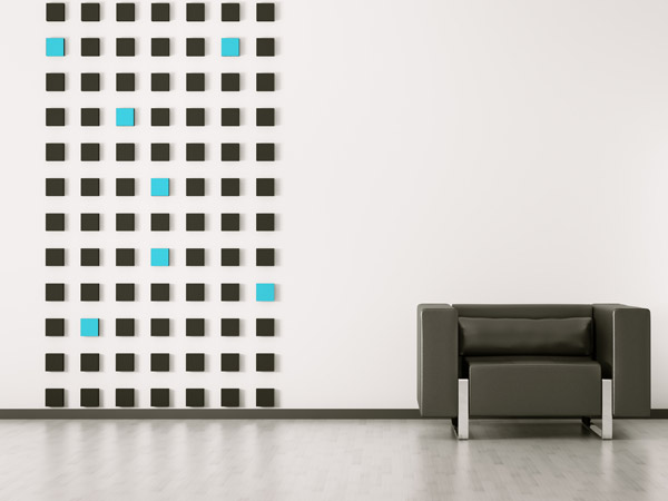 Mit farbigen Quadraten akzente Setzen bei der Wandgestaltung